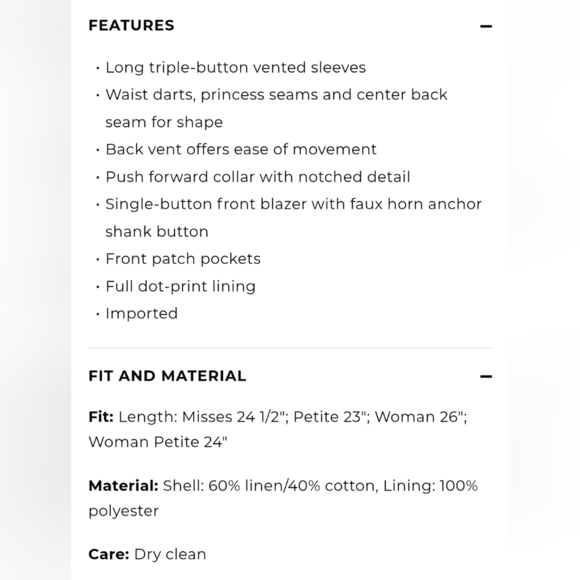 Talbots Stripe Lightweight Linen Cotton Woman Blazer Size 16P - Picture 3 of 15